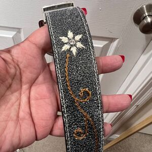Nocone Leather Western‎ Belt (SM)N3447001 Denim Flower Silver Buckle